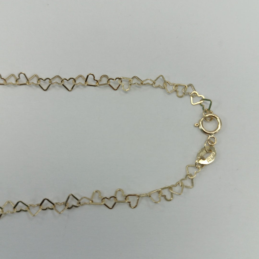 CADENAS TEJIDO CORAZONES ORO 10K 55 CM 2.7 GR (NUEVO)