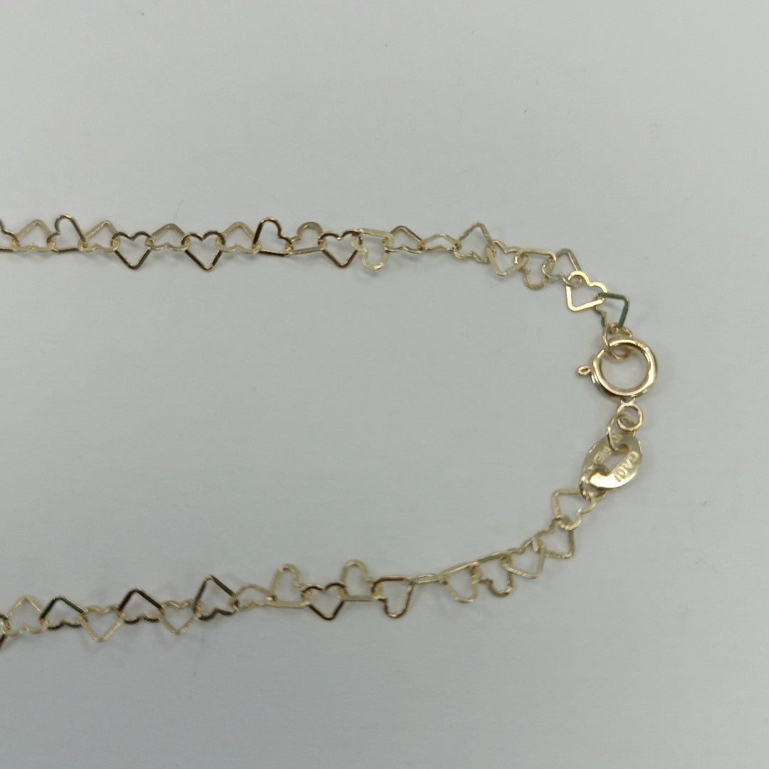CADENAS TEJIDO CORAZONES ORO 10K 55 CM 2.7 GR (NUEVO)