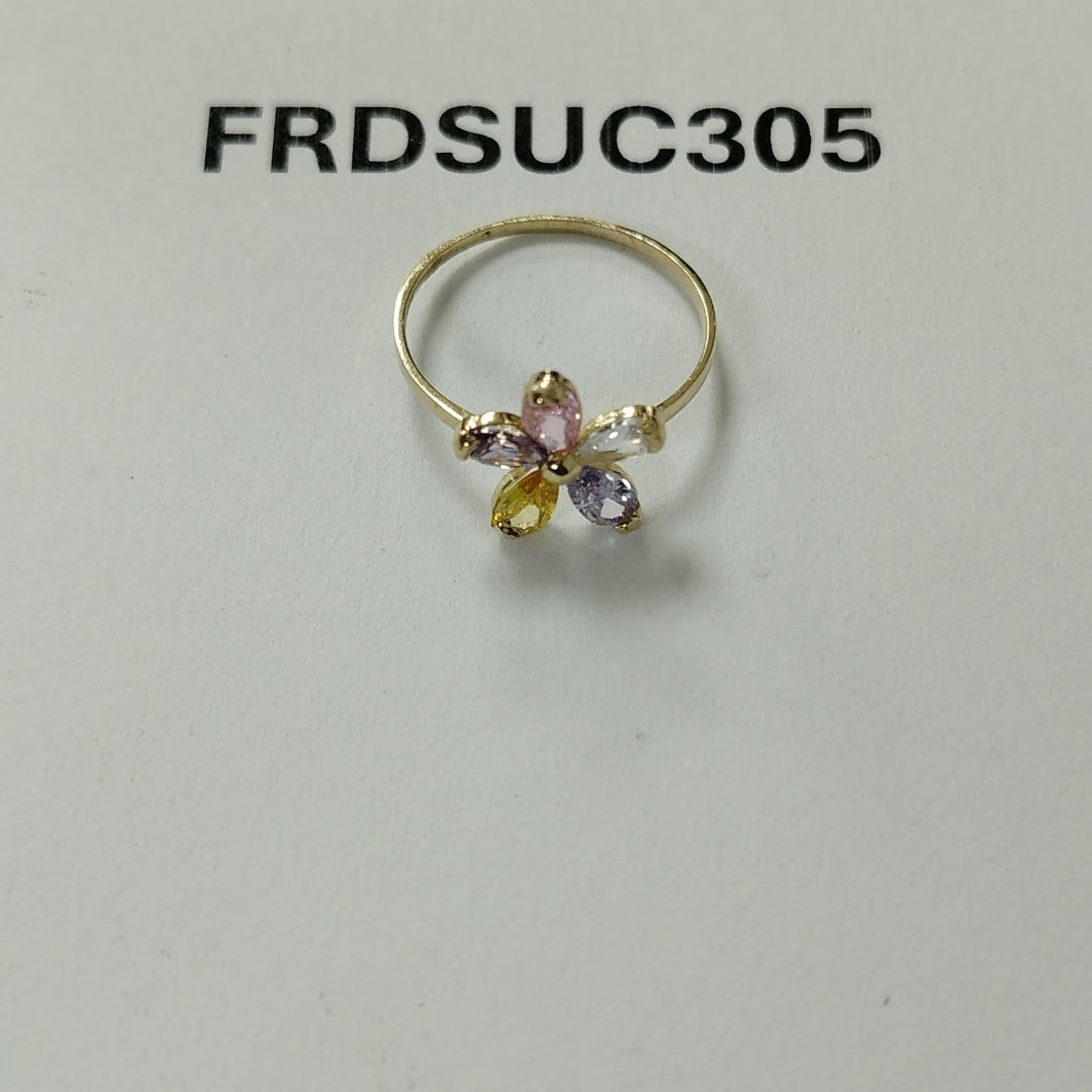 ANILLOS FLOR CON PIEDRAS DE COLOR 14K TALLA 7 1.4 GR (NUEVO)