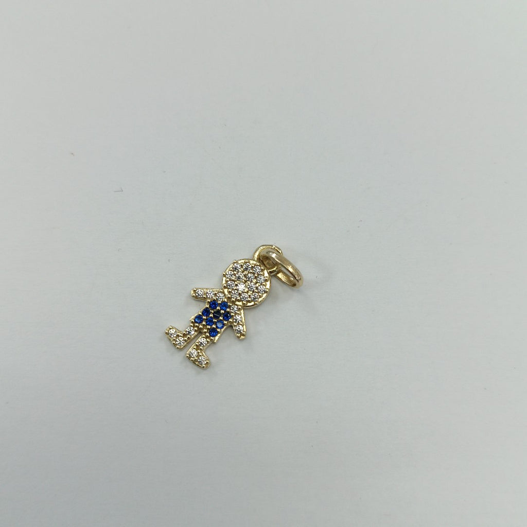 DIJE NIÑO CON CIRCONIAS Y PIEDRAS DE COLOR 10K 0.8 GR (NUEVO)