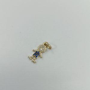 DIJE NIÑO CON CIRCONIAS Y PIEDRAS DE COLOR 10K 0.8 GR (NUEVO)