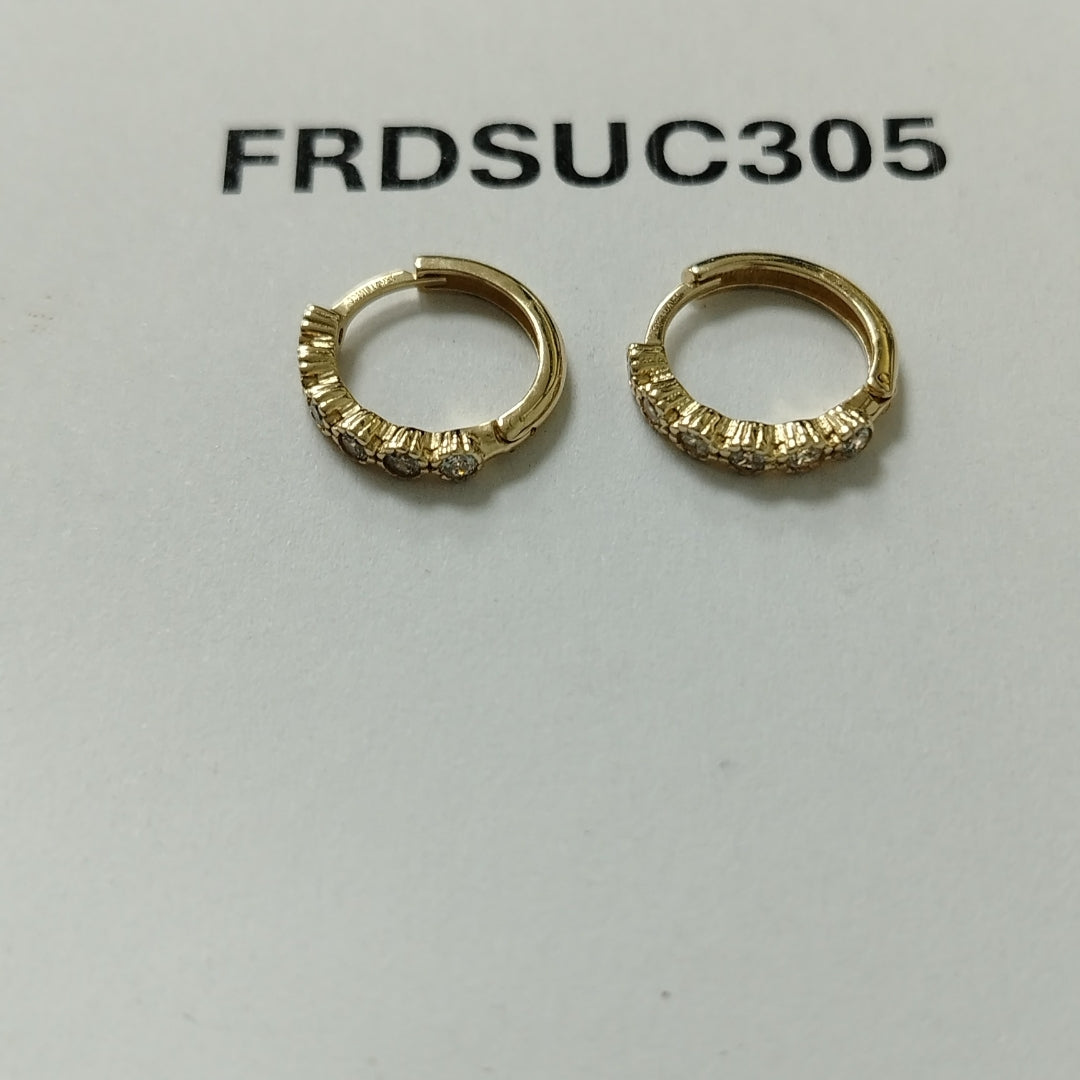 ARETES HUGGIES C CIRCONIAS 14K 2 GR (NUEVO)