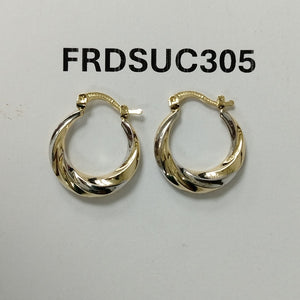 ARETES TEJIDO ARRACADA TRENZADA COMBINADA 14K 1.9 GR (NUEVO)