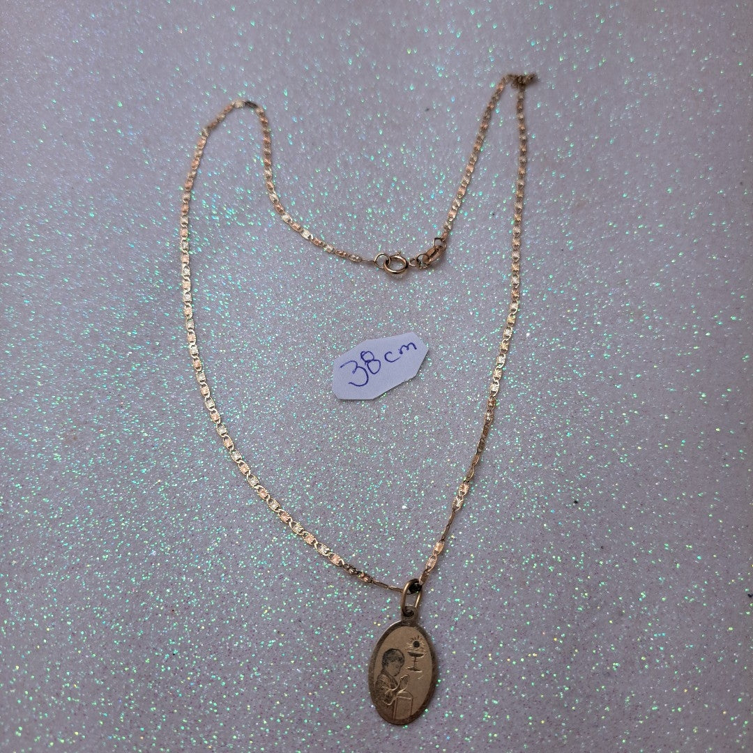 CADENA, MEDALLA RELIGIOSA ORO 10 K 1.9 GRMS (SEMINUEVO)