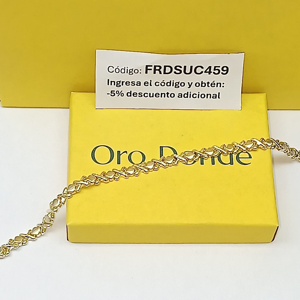 PULSERA ESPECIAL XOXO 14K 18 CM 6.1 GR (NUEVO)