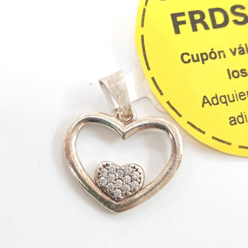 DIJE CORAZON C/CIRCONIAS PLATA .925 2.7 GR (NUEVO)