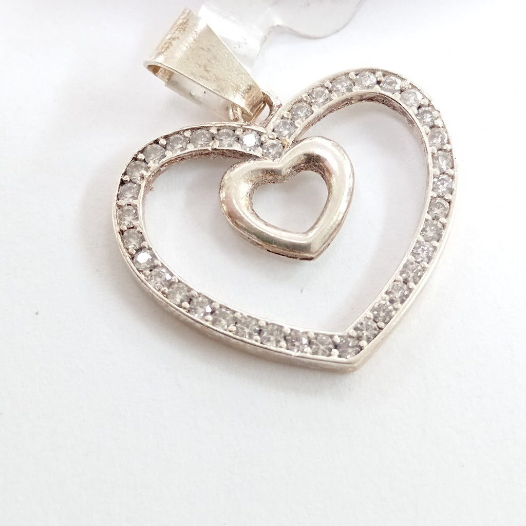 DIJE CORAZON C/CIRCONIAS PLATA .925 2.7 GR (NUEVO)