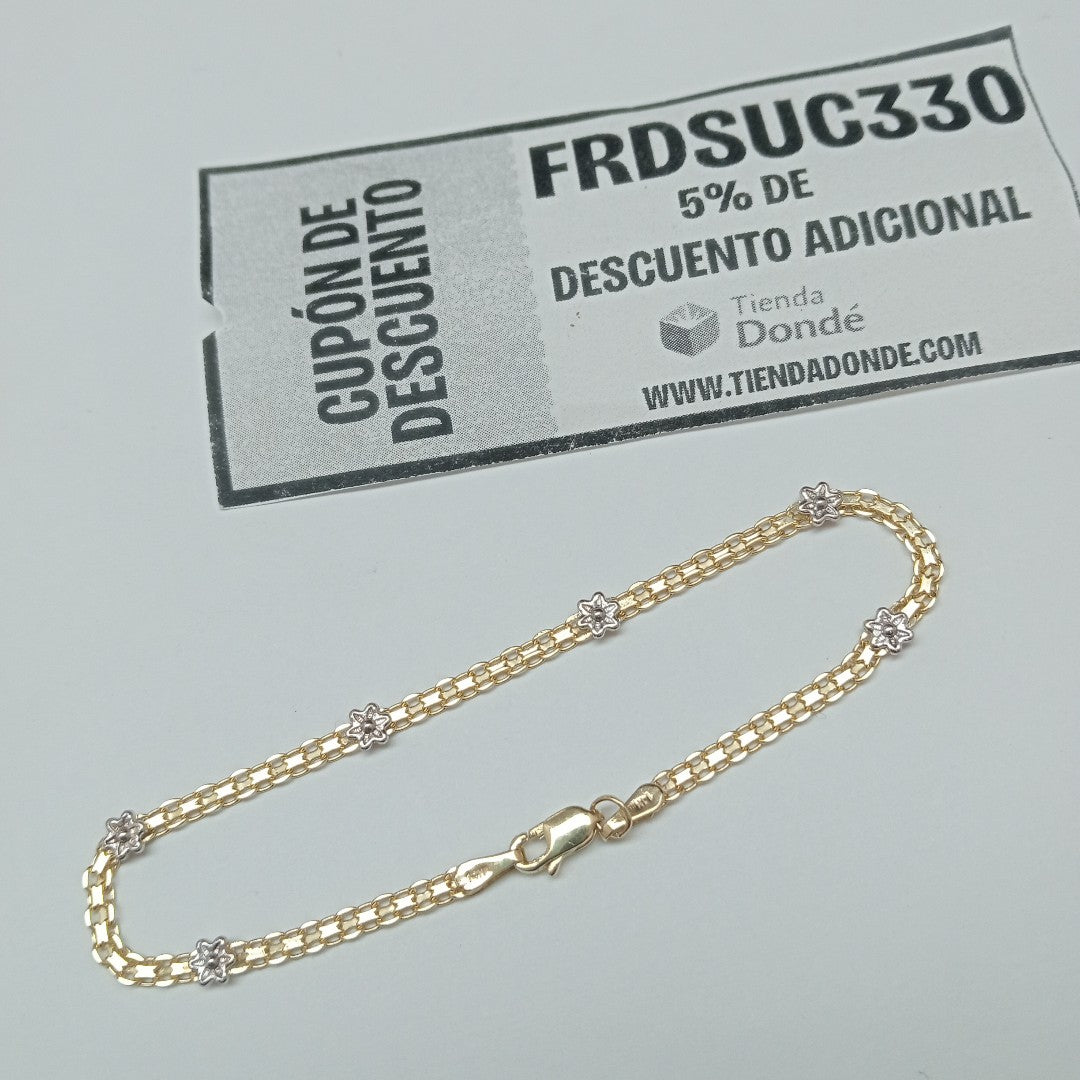 PULSERA ESPECIAL C FLORES 14K 18 CM 2.9 GR (NUEVO)