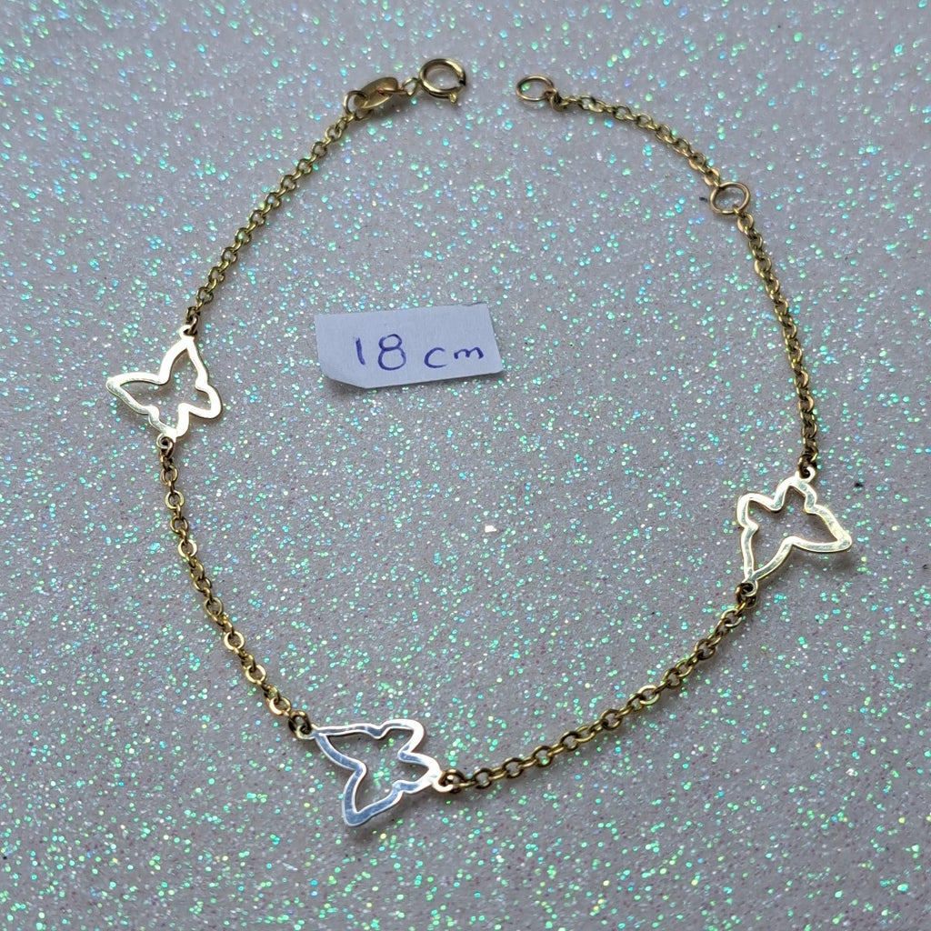 PULSERA ESPECIAL C MARIPOSAS 14K 18 CM 1.7 GR (NUEVO)