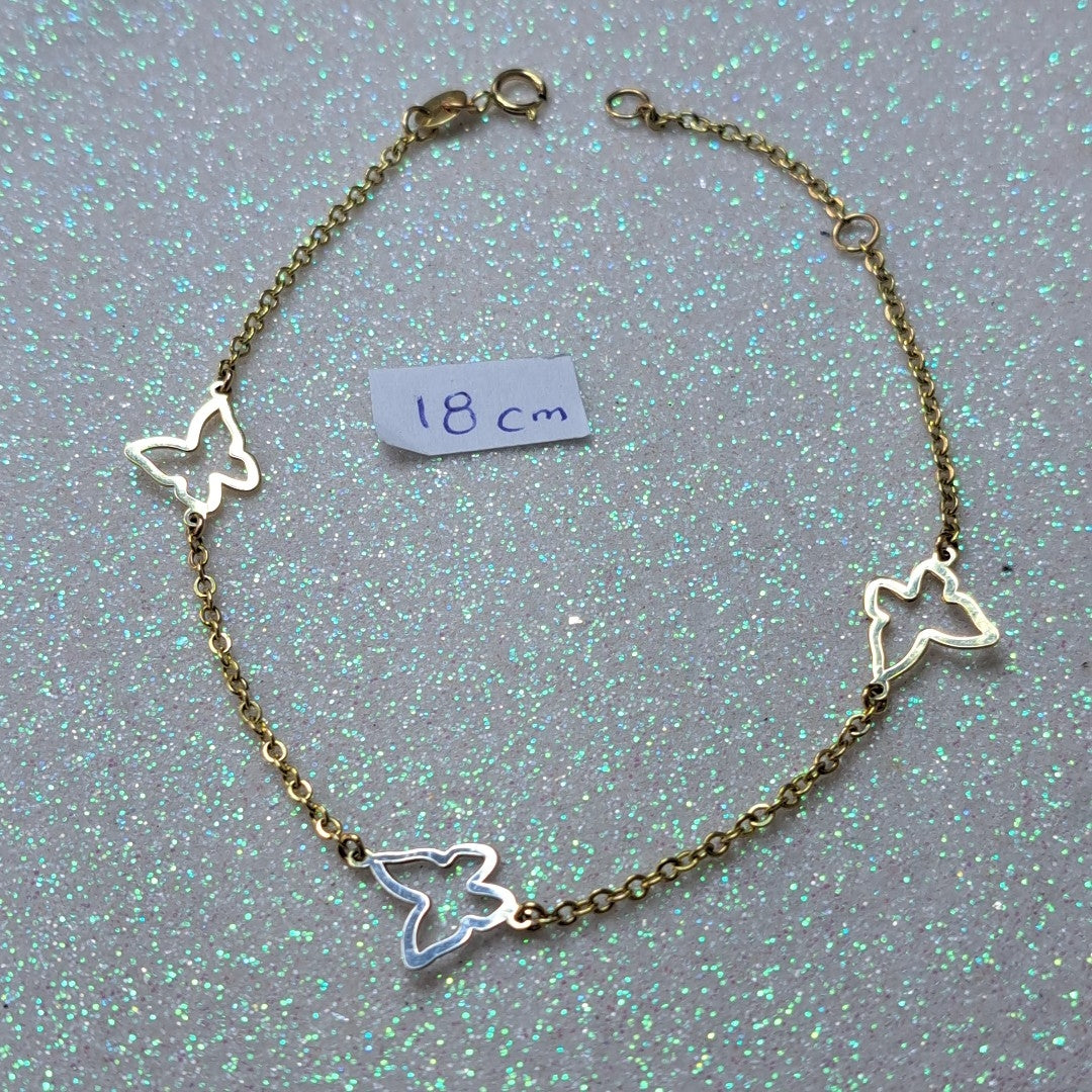 PULSERA ESPECIAL C MARIPOSAS 14K 18 CM 1.7 GR (NUEVO)