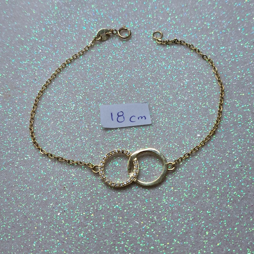 PULSERA TEJIDO ESPECIAL FIG AROS UNIDOS C CIRCS 14K 18 CM 2.1 GR (NUEVO)