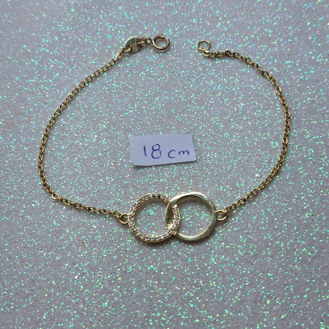 PULSERA TEJIDO ESPECIAL FIG AROS UNIDOS C CIRCS 14K 18 CM 2.1 GR (NUEVO)