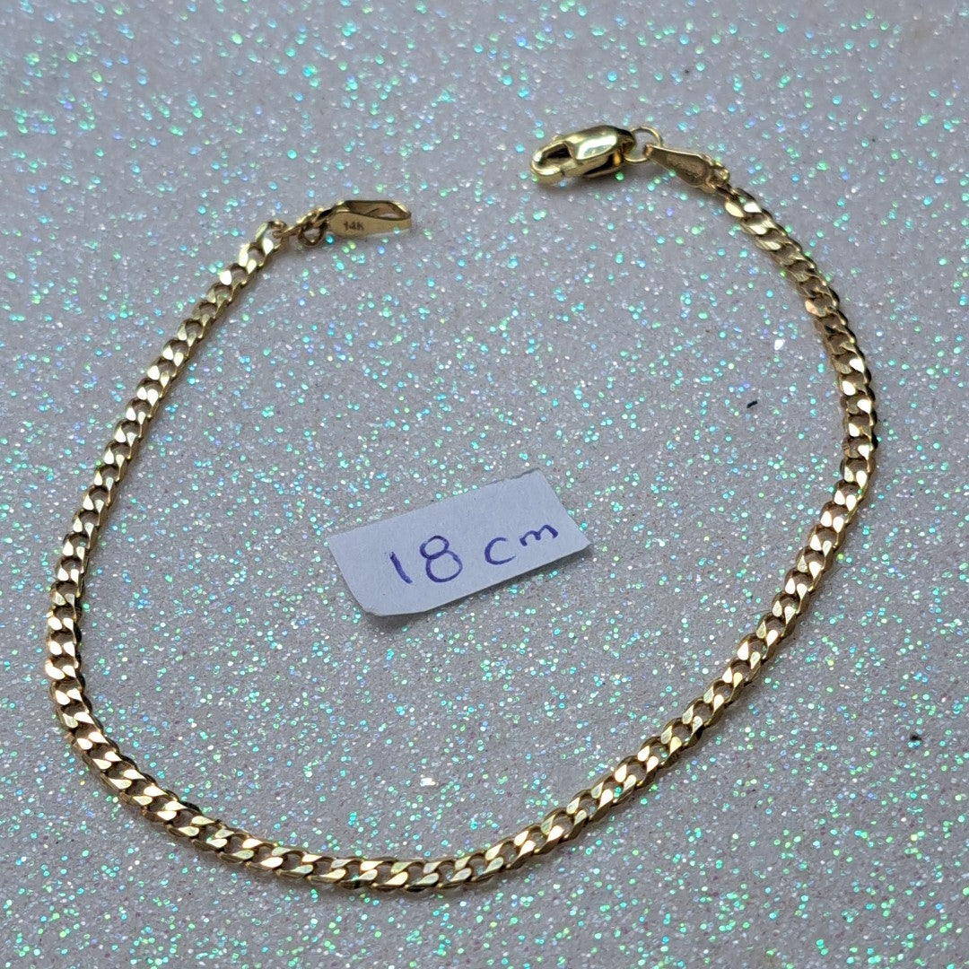 PULSERA TEJIDO BARBADA 14K 18 CM 2.1 GR (NUEVO)