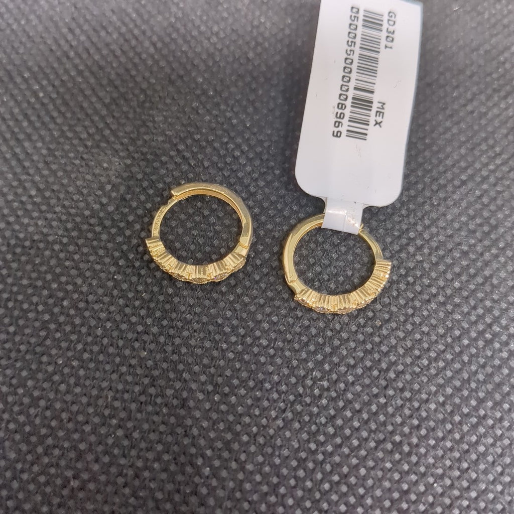ARETES HUGGIES C CIRCONIAS 14K 2 GR (NUEVO)