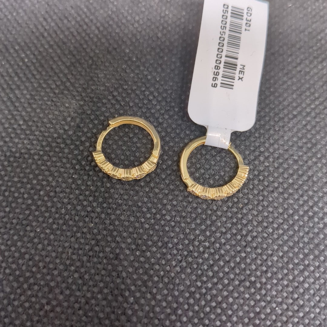 ARETES HUGGIES C CIRCONIAS 14K 2 GR (NUEVO)