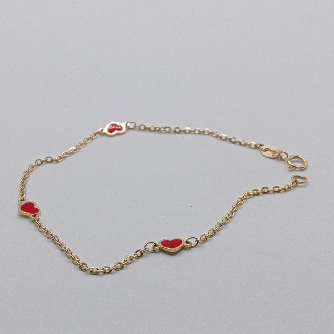 PULSERA ESPECIAL CON CORAZONES 14K 18 CM 1.4 GR (NUEVO)