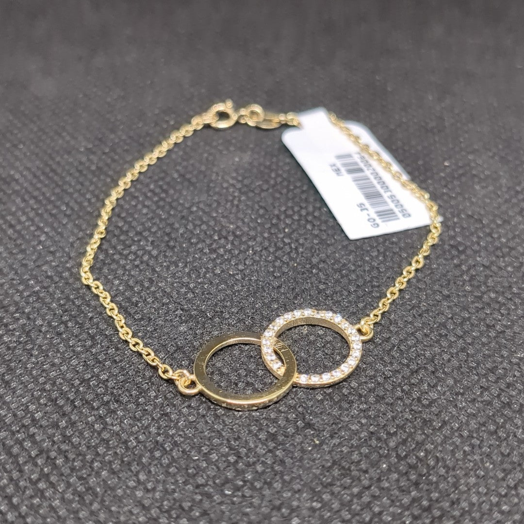 PULSERA TEJIDO ESPECIAL FIG AROS UNIDOS C CIRCS 14K 18 CM 2.1 GR (NUEVO)