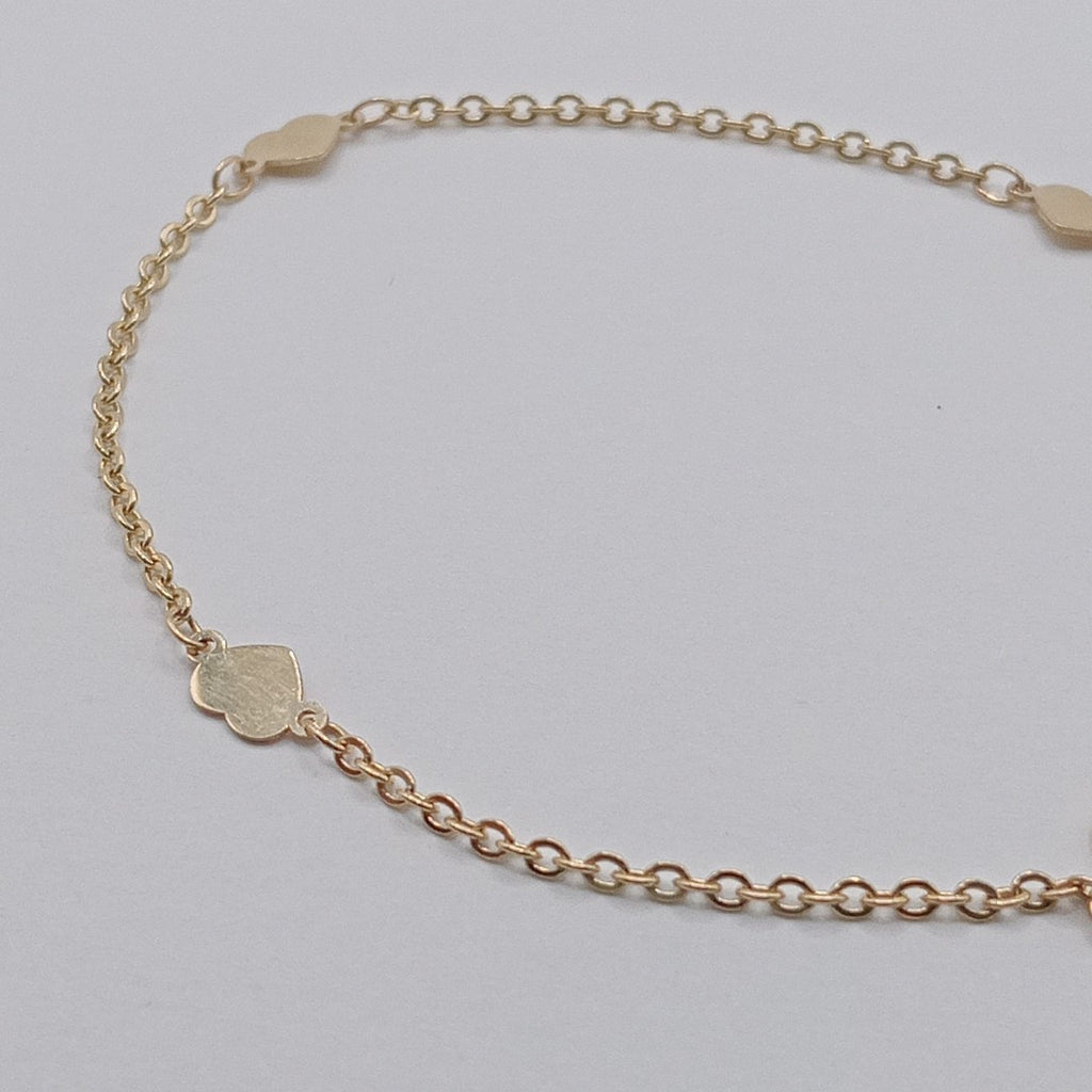 PULSERA TEJIDO ESPECIAL FIG CORAZONES 14K 18 CM 1.3 GR (NUEVO)