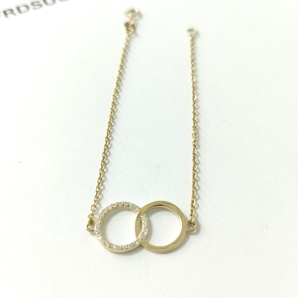 PULSERA TEJIDO ESPECIAL FIG AROS UNIDOS C CIRCS 14K 18 CM 2.1 GR (NUEVO)