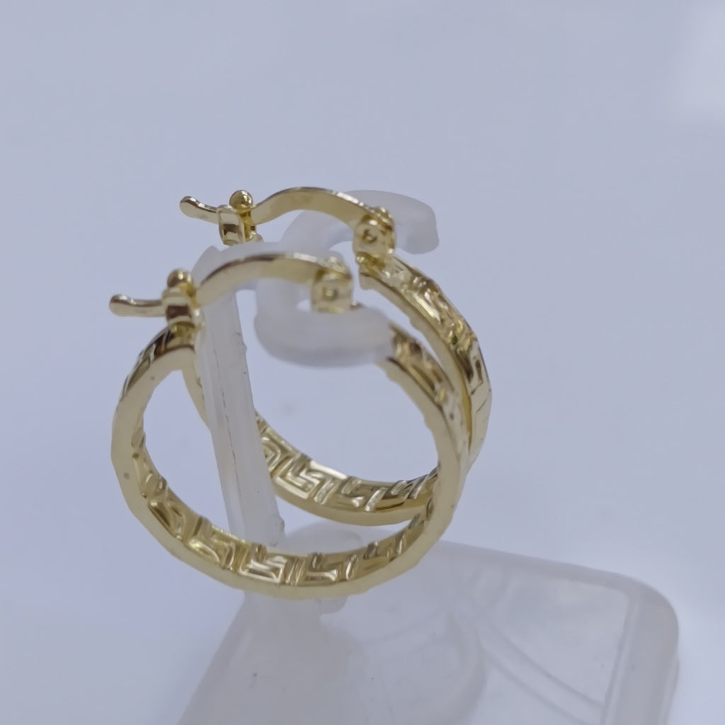 ARETES TEJIDO ARRACADAS TIPO GRECAS 14K 2.1 GR (NUEVO)