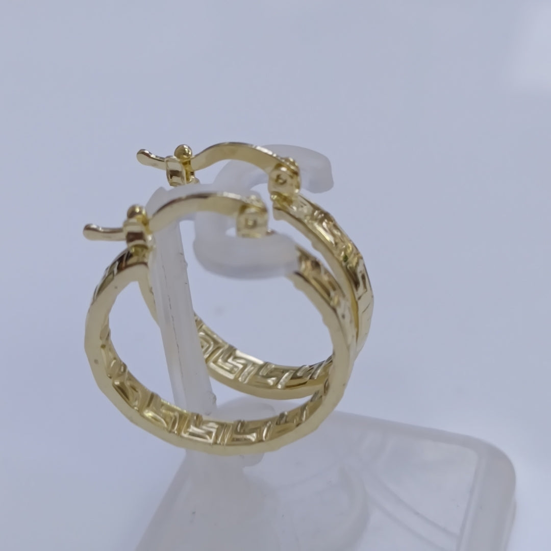 ARETES TEJIDO ARRACADAS TIPO GRECAS 14K 2.1 GR (NUEVO)