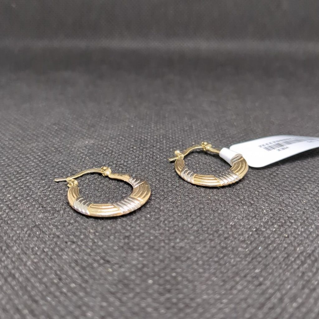 ARETES TEJIDO ARRACADAS COMBINADAS HUECAS 14K 1.7 GR (NUEVO)
