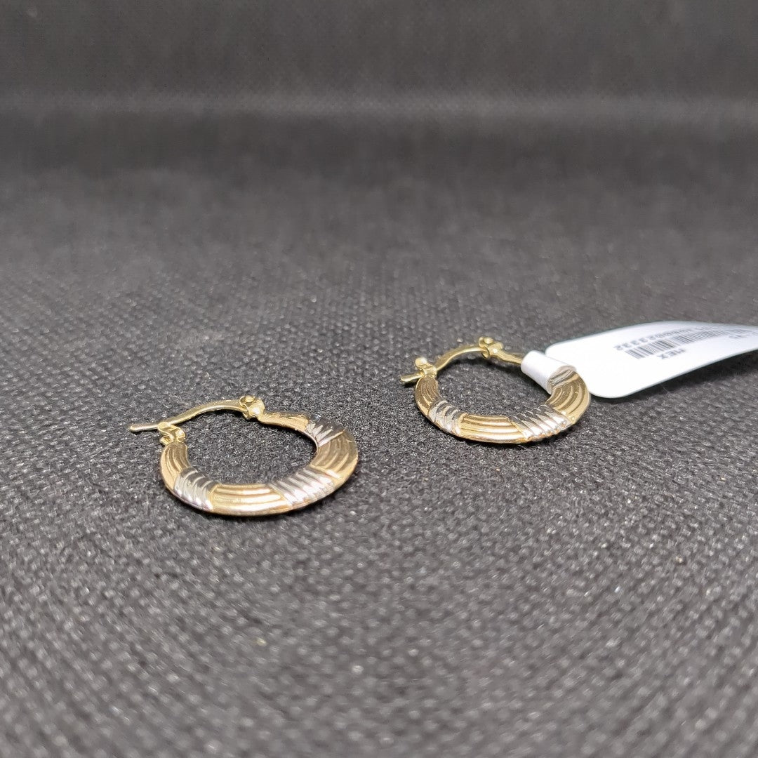 ARETES TEJIDO ARRACADAS COMBINADAS HUECAS 14K 1.7 GR (NUEVO)