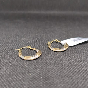 ARETES TEJIDO ARRACADAS COMBINADAS HUECAS 14K 1.7 GR (NUEVO)