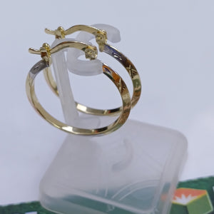 ARETES TEJIDO ARRACADAS BISELADAS COMBINADAS 14K 1.3 GR (NUEVO)