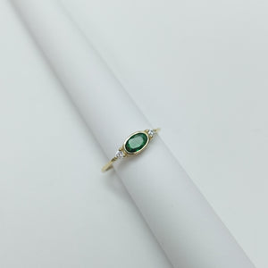 ANILLOS TEJIDO ANILLITO C CIRCONIAS Y PIEDRA VERDE 14K 7 1.2 GR (NUEVO)