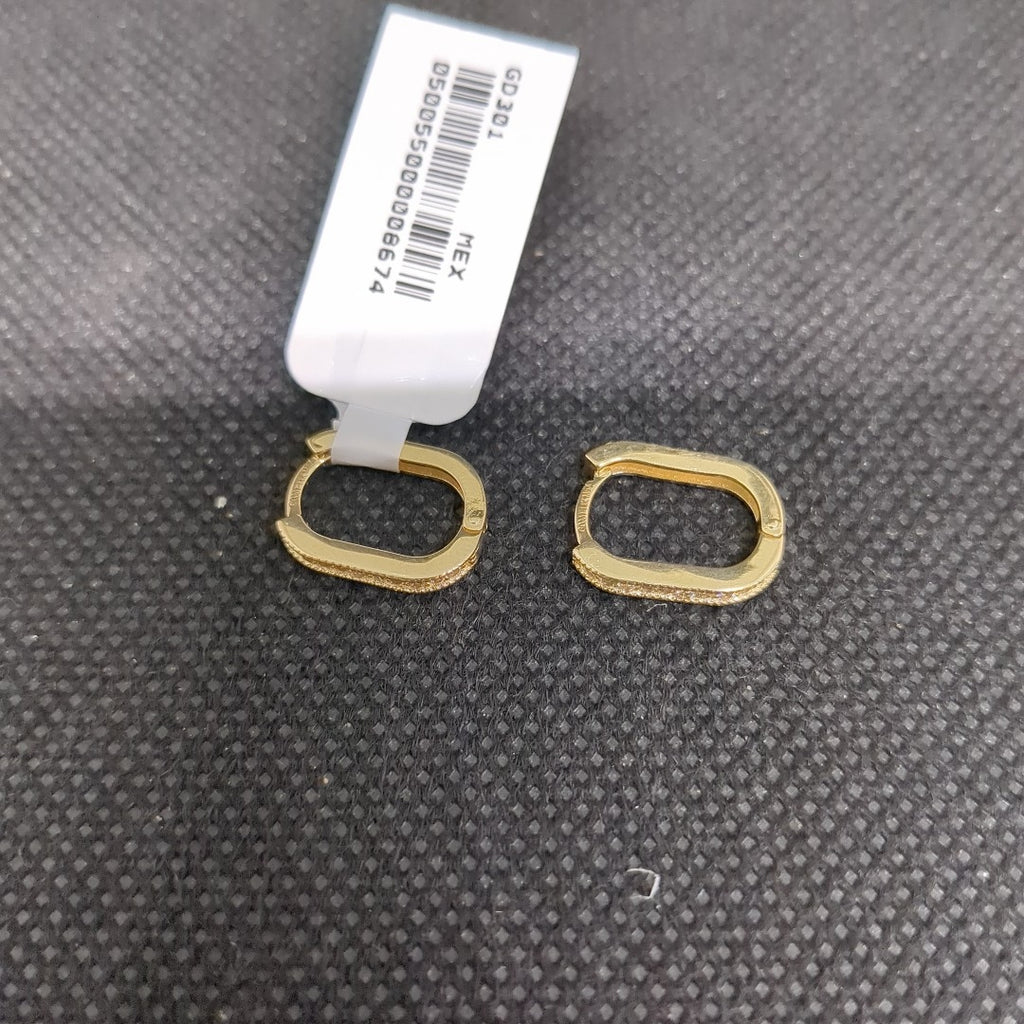 ARETES HUGGIES OVALADA C CIRCONIAS 14K 2.5 GR (NUEVO)