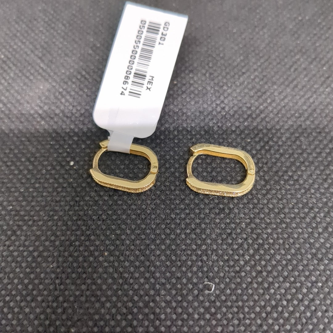 ARETES HUGGIES OVALADA C CIRCONIAS 14K 2.5 GR (NUEVO)