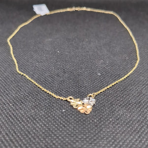 CADENA TEJIDO GARGANTILLA ESPECIAL C FLORES 14K 45 CM 3 GR (NUEVO)