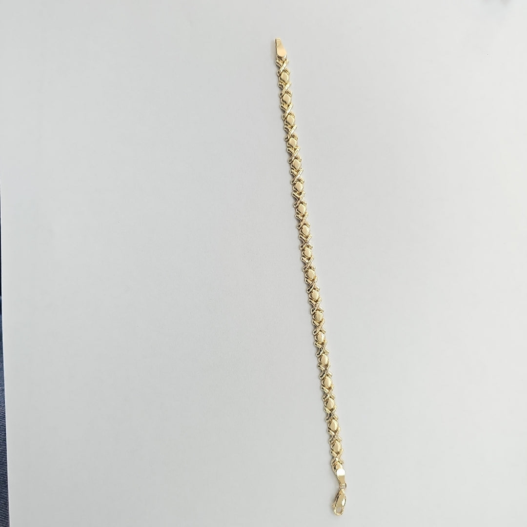 PULSERA ESPECIAL XOXO 14K 18 CM 6.1 GR (NUEVO)