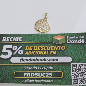 DIJE TEJIDO CORAZON CON CIRCONIAS 14K 1.8 GR (NUEVO)