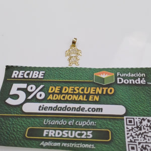 DIJE TEJIDO NIÑA CON CIRCONIAS 14K 0.9 GR (NUEVO)
