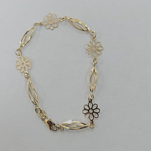 PULSERA ESPECIAL CON FLORES 14K 18 CM 2.6 GR (NUEVO)