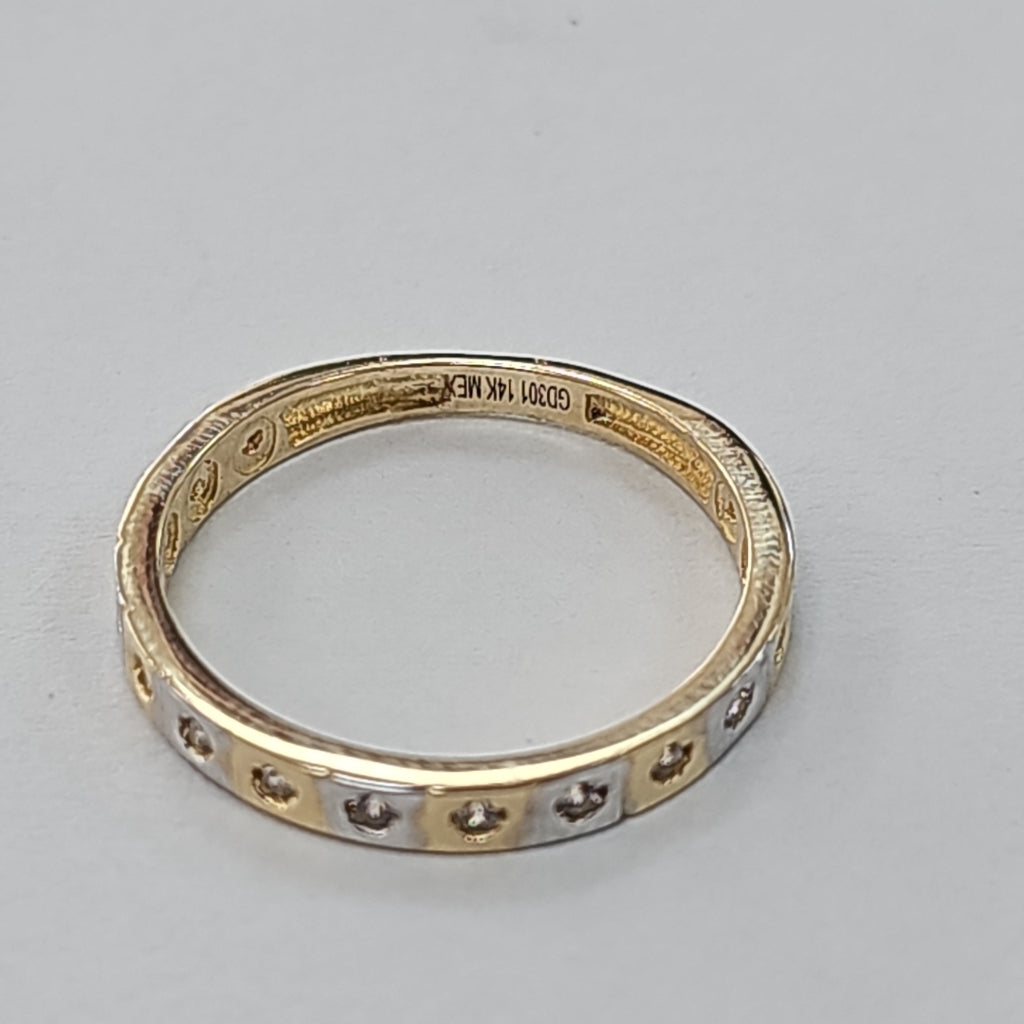 ANILLO ANILLITO C CIRCONIAS COMBINADO 14K 7 TALLA 2 GR (NUEVO)