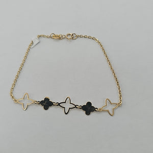 PULSERA TEJIDO ESP CON TREBOL 14K 18 CM 1.6 GR (NUEVO)