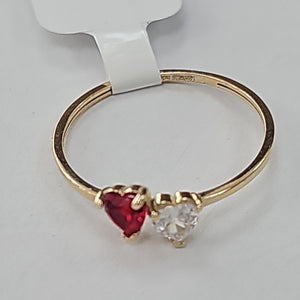 ANILLOS CORAZONES CON CIRCONIA Y PIEDRA DE COLOR 14K TALLA 9 1.1 GR (NUEVO)