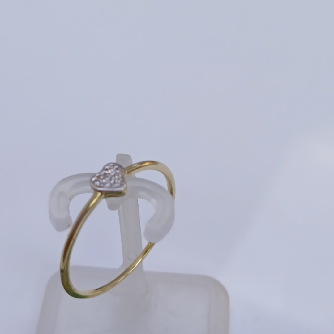 ANILLO ANILLITO CORAZON C CIRCONIA 14K 9 TALLA 0.9 GR (NUEVO)