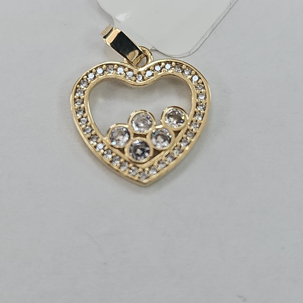 DIJE CORAZON CON CIRCONIAS 14K 1.7 GR (NUEVO)