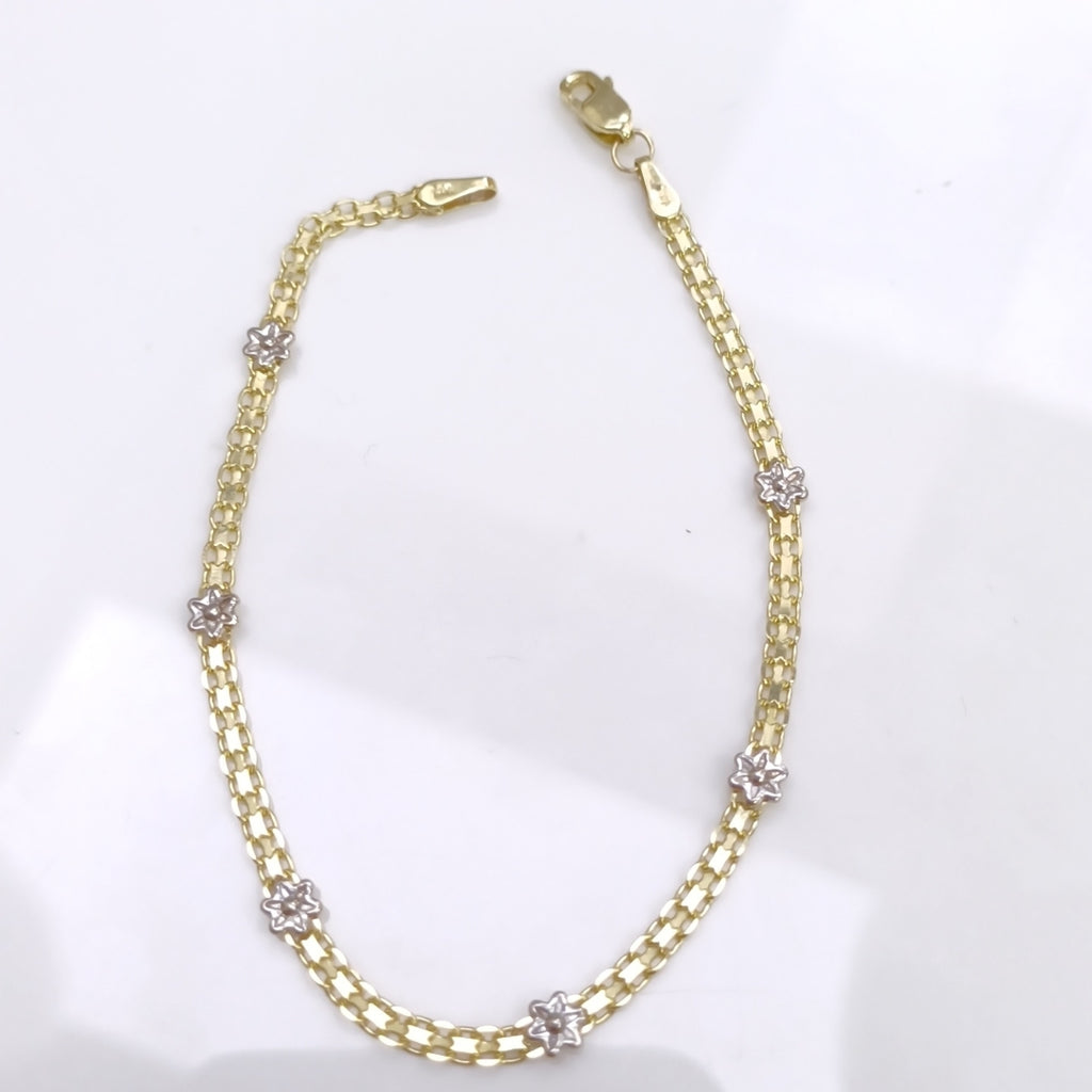 PULSERA ESPECIAL C FLORES 14K 18 CM 2.9 GR (NUEVO)
