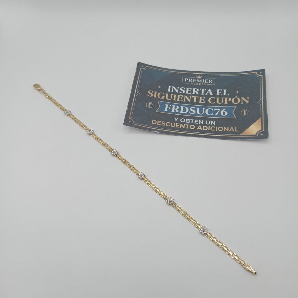 PULSERA ESPECIAL C FLORES 14K 18 CM 2.9 GR (NUEVO)