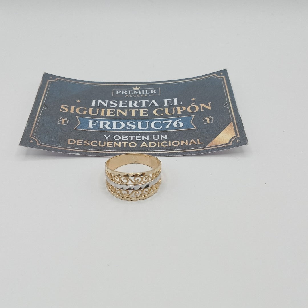 ANILLOS TIPO FILIGRANA COMBINADO 14K TALLA 8 2.8 GR (NUEVO)