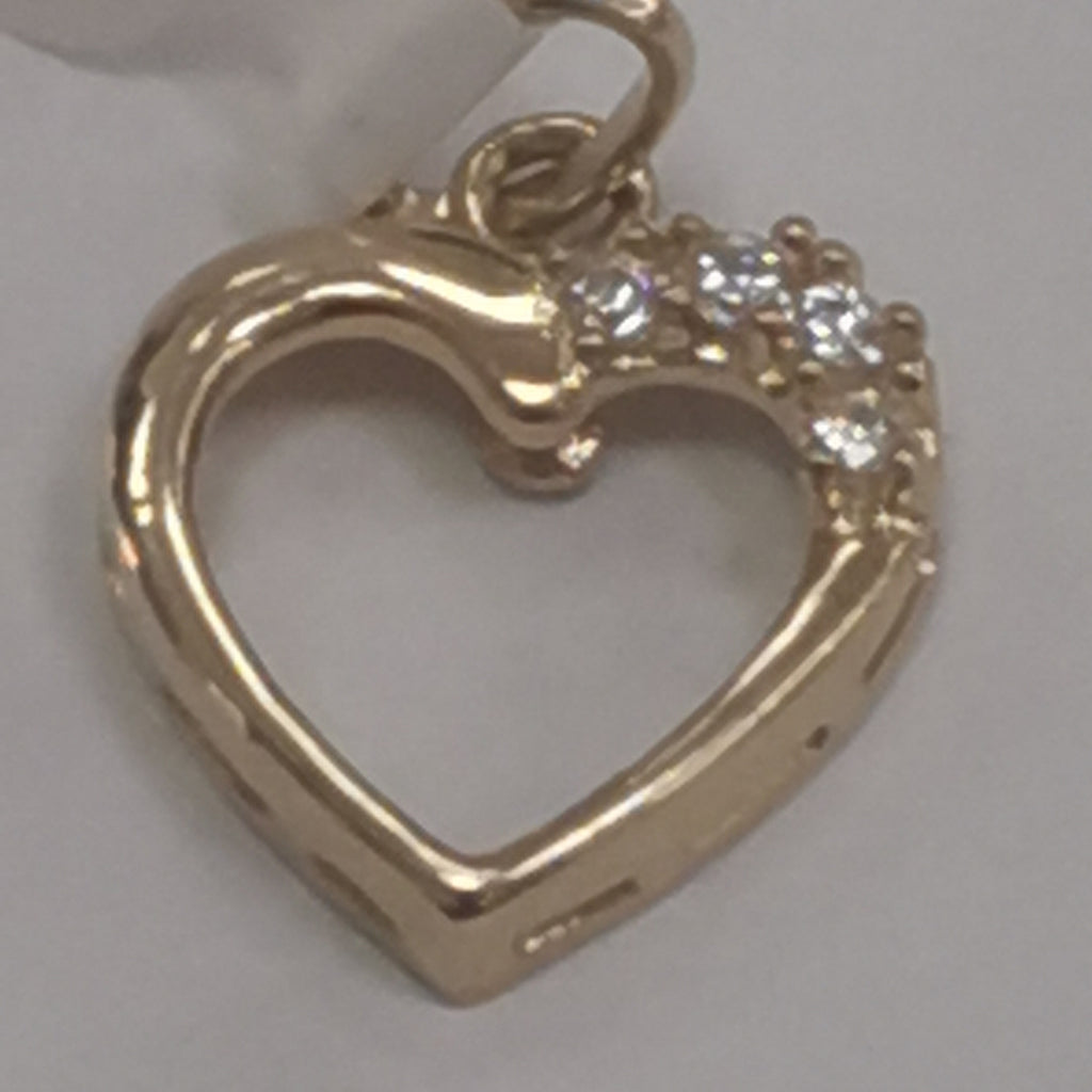DIJE CORAZON CON CIRCONIAS 14K 1.4 GR (NUEVO)