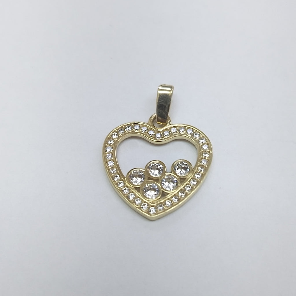 DIJE CORAZON CON CIRCONIAS 14K 1.7 GR (NUEVO)