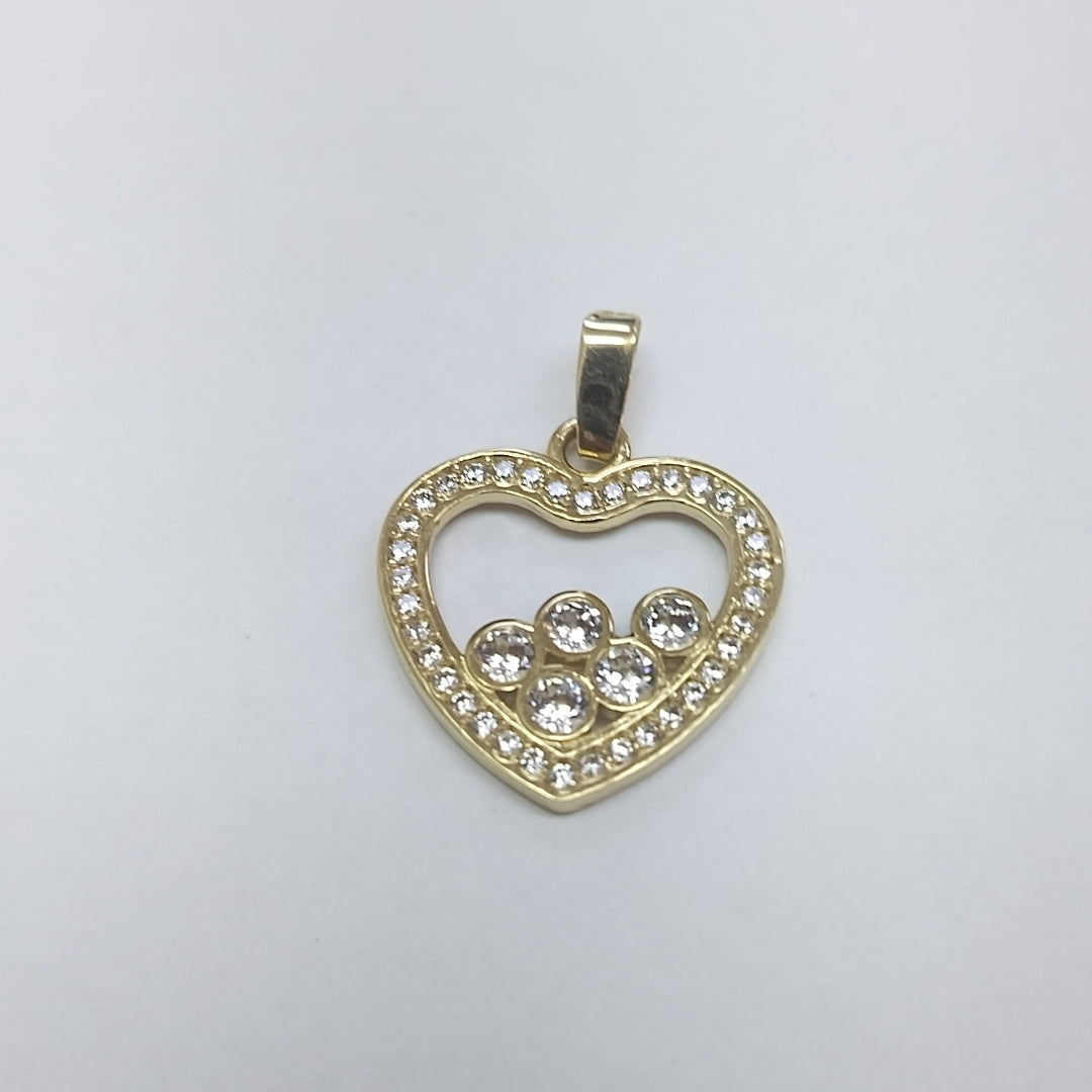 DIJE CORAZON CON CIRCONIAS 14K 1.7 GR (NUEVO)