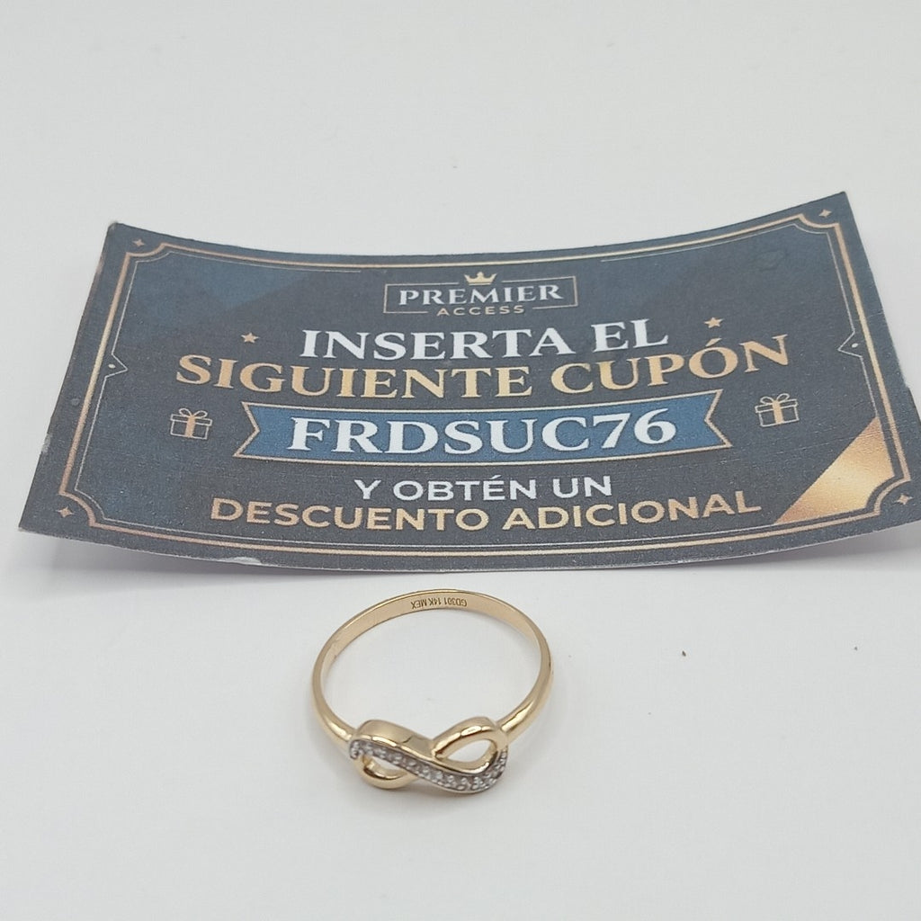 ANILLO ANILLITO FIG INFINITO C CIRCONIAS 14K 9 TALLA 1.9 GR (NUEVO)