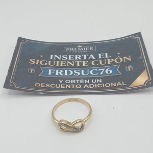 ANILLO ANILLITO FIG INFINITO C CIRCONIAS 14K 9 TALLA 1.9 GR (NUEVO)
